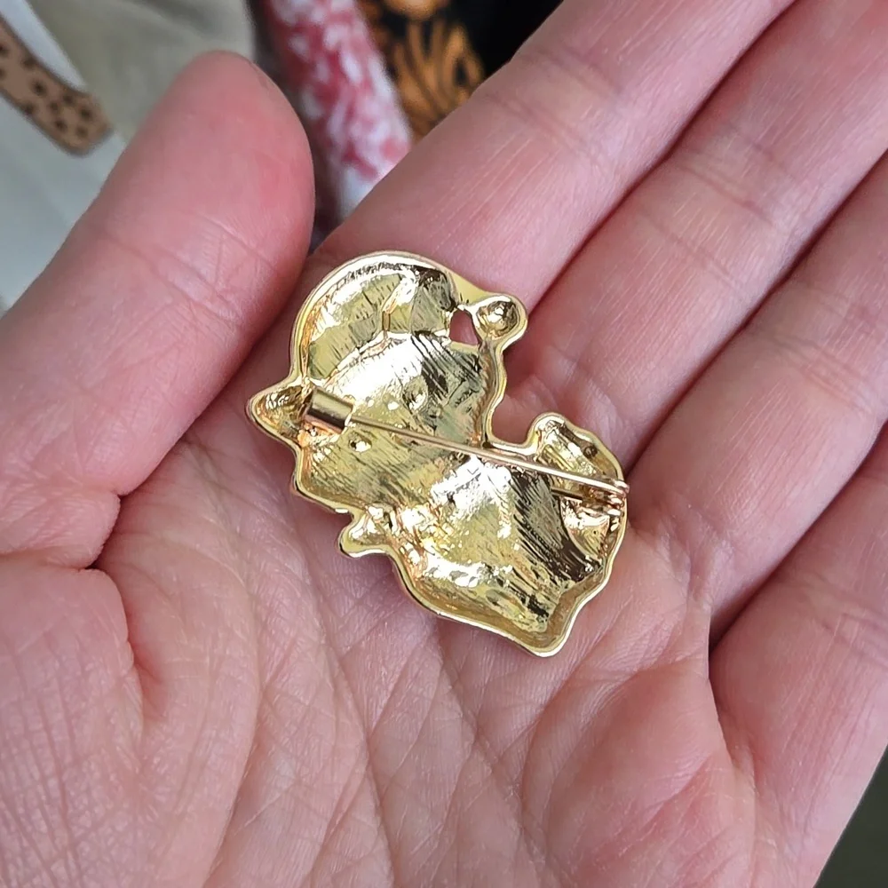 Festive Cat Brooch with Red Santa Hat In White, NWT